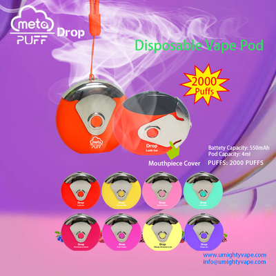 Frisbee Shape Disposable Electronic Cigarette 2000 Puffs Dengan Rotatable Cap