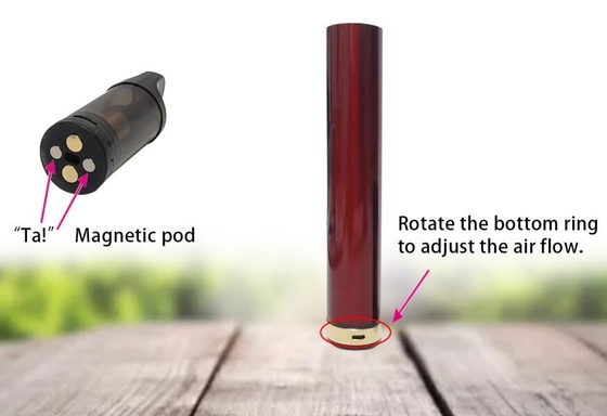 9-12W Magnetic Vape Pen 2ml Aliran Udara Dapat Disesuaikan Isi Ulang Mesh Coil Vape