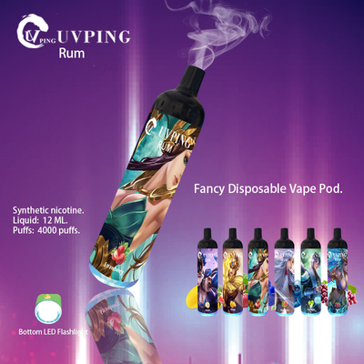 5% Nikotin 4000 Puff Disposable Vape Grape Flavour LED Light Up